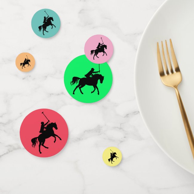 Polo Player on Horseback Rainbow Table Confetti