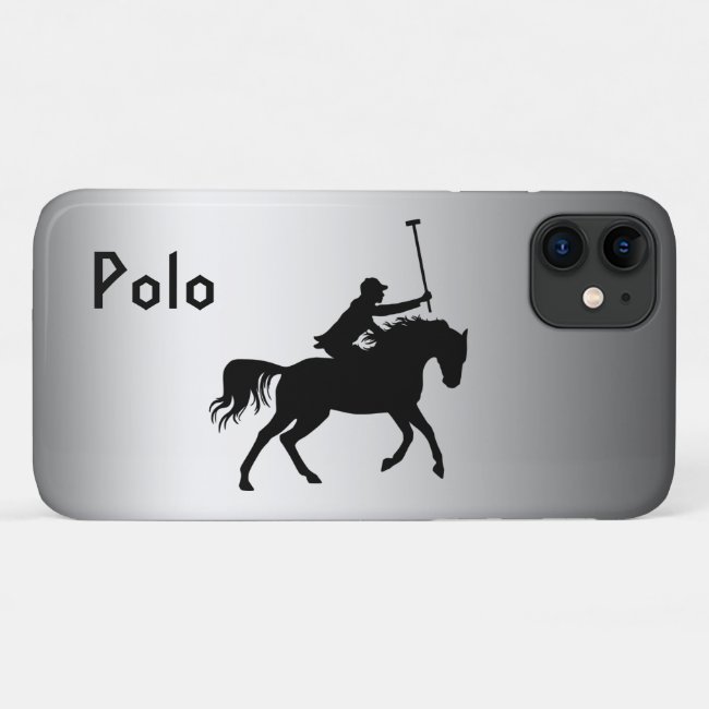 Polo Player on Horseback Silver iPhone 11 Case
