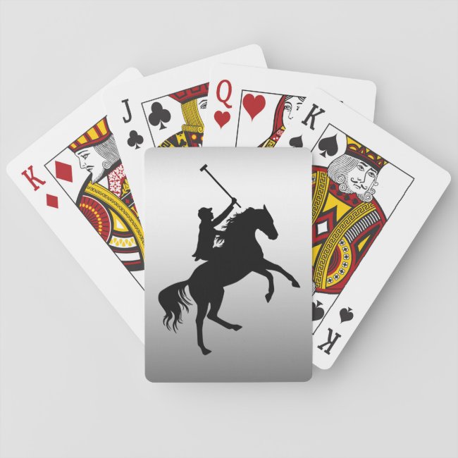 Polo Player on Horseback Silver Playing Cards