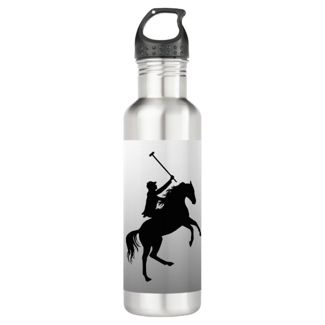 Polo Player on Horseback Silver Water Bottle