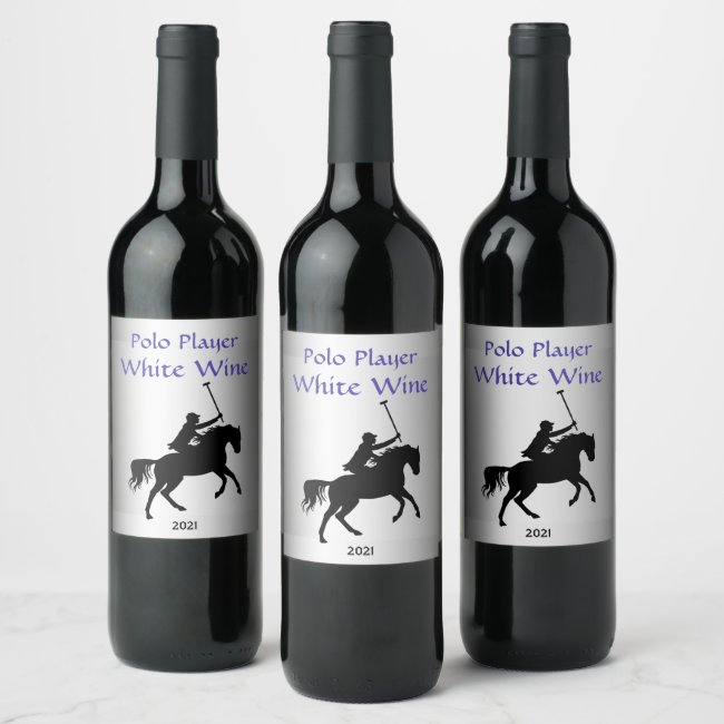Polo Player on Horseback White Wine Label