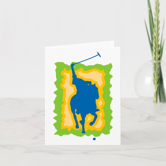 Polo Player Silhouette Modern Horseback Sports Card (Creator Uploaded)
