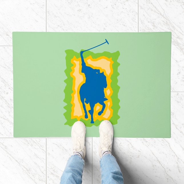 Polo Player Silhouette Modern Horseback Sports Doormat (Creator Uploaded)