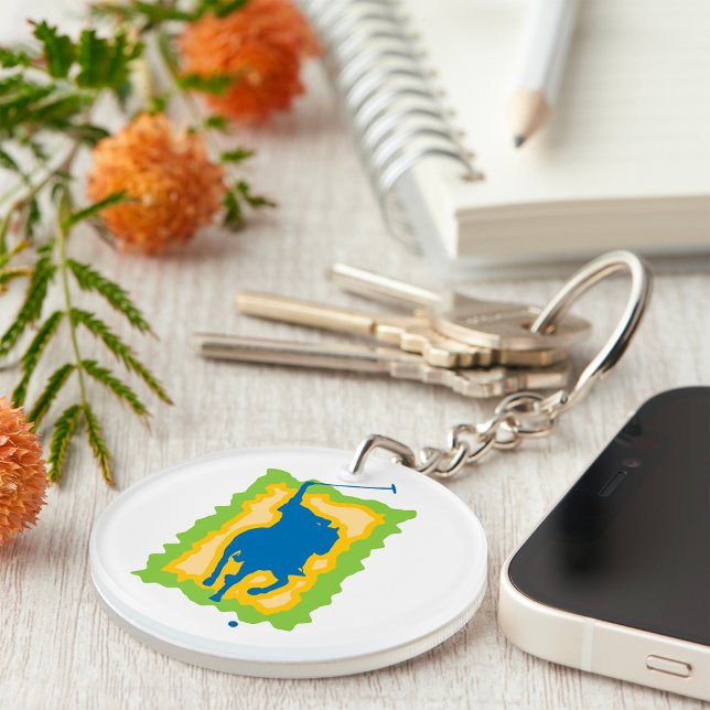 Polo Player Silhouette Modern Horseback Sports Keychain (Creator Uploaded)