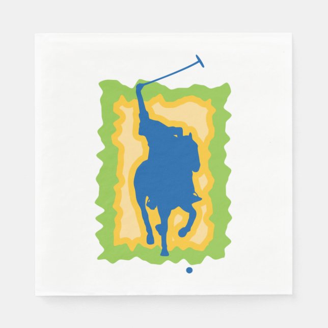 Polo Player Silhouette Modern Horseback Sports Napkins (Front)