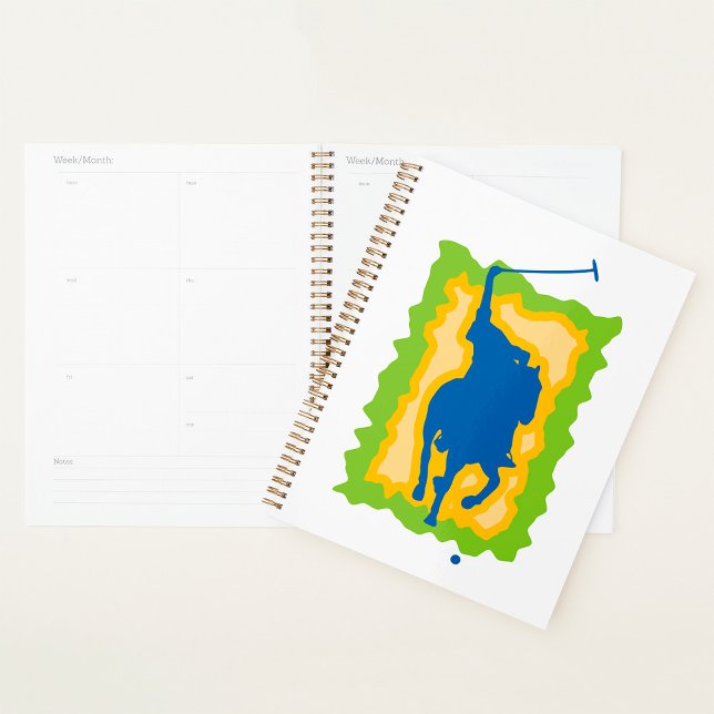 Polo Player Silhouette Modern Horseback Sports Planner (Creator Uploaded)