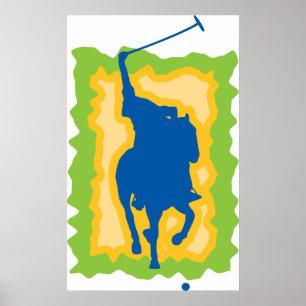 Polo Player Silhouette Modern Horseback Sports Poster