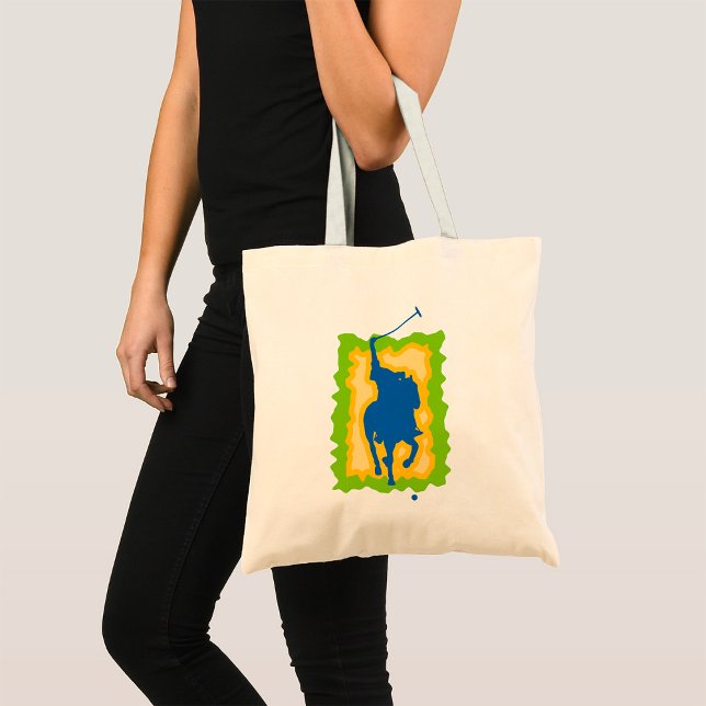 Polo Player Silhouette Modern Horseback Sports Tote Bag (Creator Uploaded)