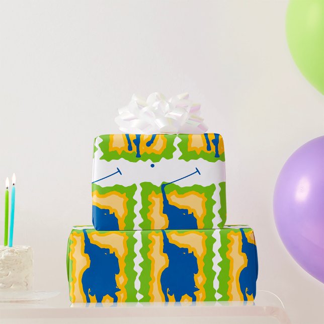 Polo Player Silhouette Modern Horseback Sports Wrapping Paper (Creator Uploaded)