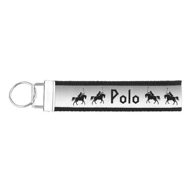 Polo Players on Horseback Silver Wrist Keychain