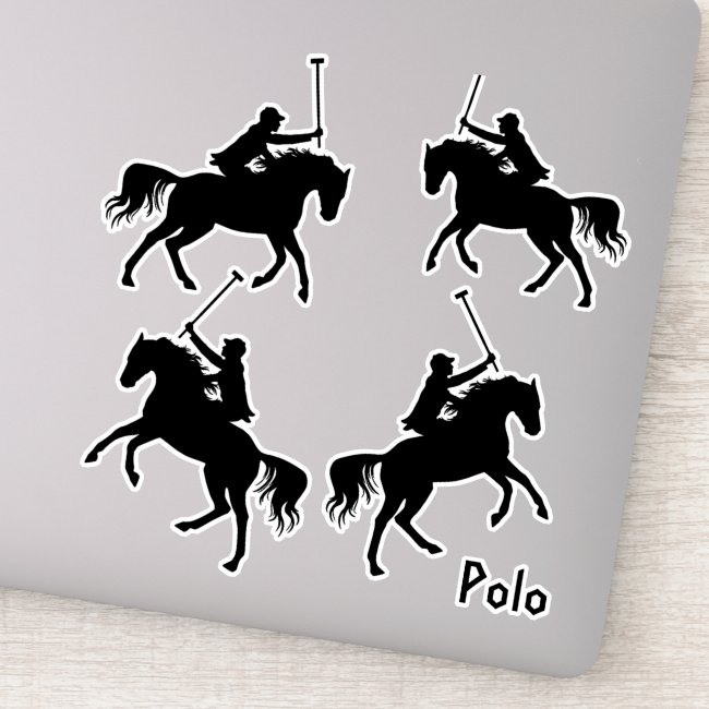 Polo Players on Horseback Vinyl Stickers