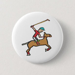 Polo Playing Horse and Rider Button
