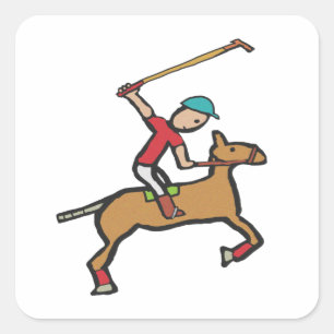 Polo Playing Horse and Rider Square Sticker