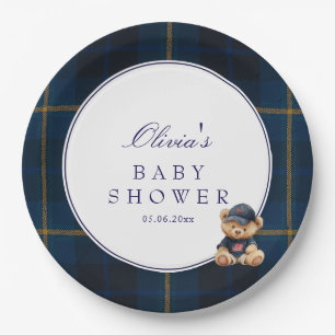 Polo Teddy Bear Baby Shower Paper Plates