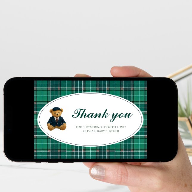 Polo Teddy Bear Baby Shower Thank You Card (Front Digital)