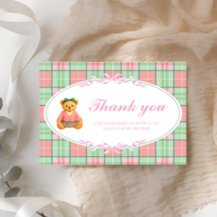 Polo Teddy Bear Girl Baby Shower Thank You Card
