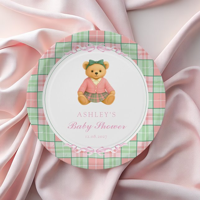 Polo Teddy Bear Girl Bear Baby Shower Paper Plates (Creator Uploaded)