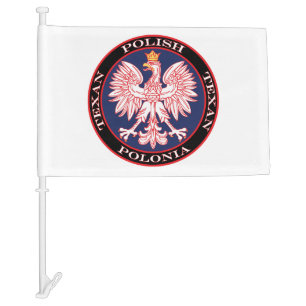 Polonia Round Polish Texan Car Flag