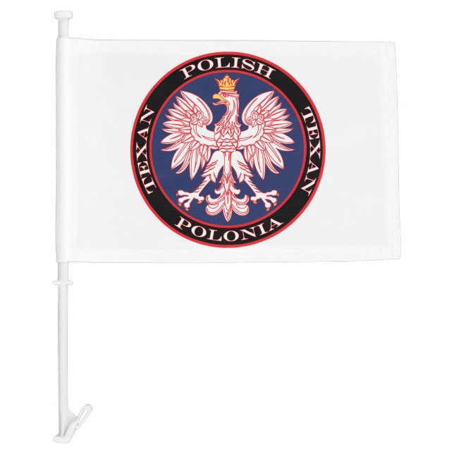 Polonia Round Polish Texan Car Flag (Front)