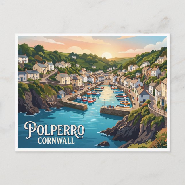 Polperro England Postcard (Front)