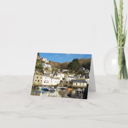 Polperro Harbor Cornwall England Blank Card