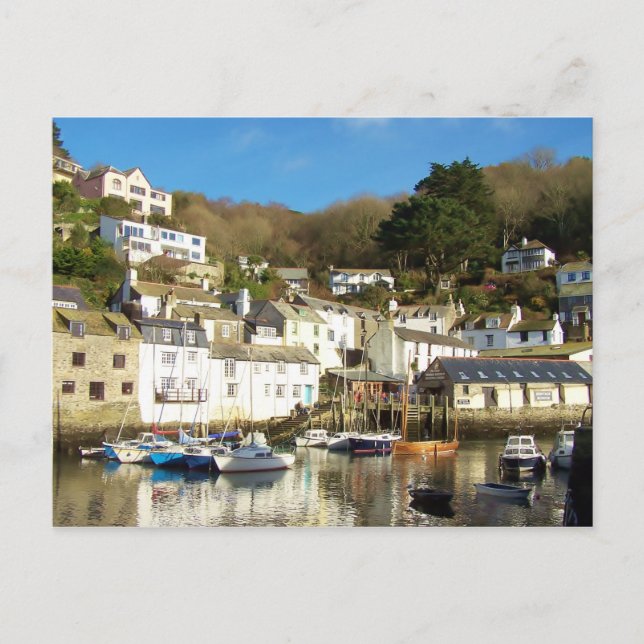 Polperro Harbor Cornwall England Postcard (Front)