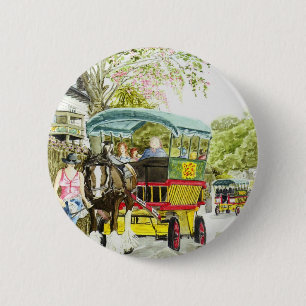 'Polperro Horse Bus' Button