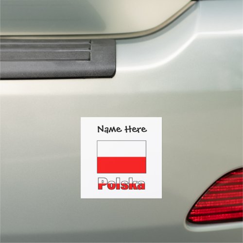 Polska and Polish Flag Car Magnet