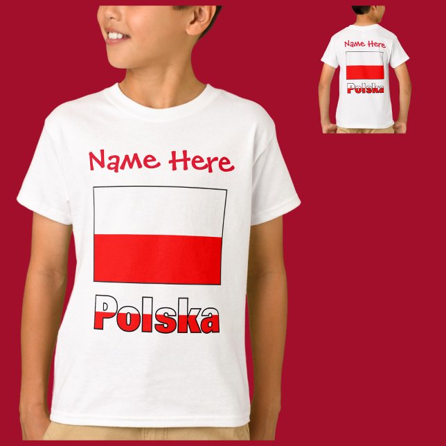 Polska and Polish Flag Red Personalization  T-Shirt (Creator Uploaded)