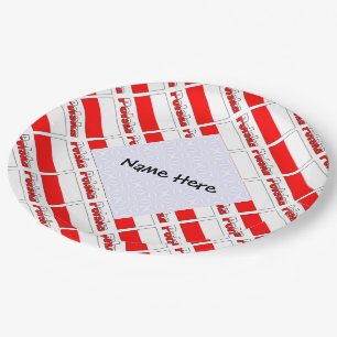 Polska and Polish Flag Tiled Personalized  Paper Plates