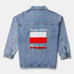 Polska and Polish Flag White Personalization Denim Jacket