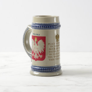 Polska Crest (Coat of Arms) Personalized Beer Stein