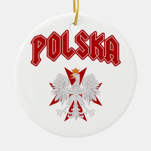 Polska Eagle Cross Ceramic Ornament