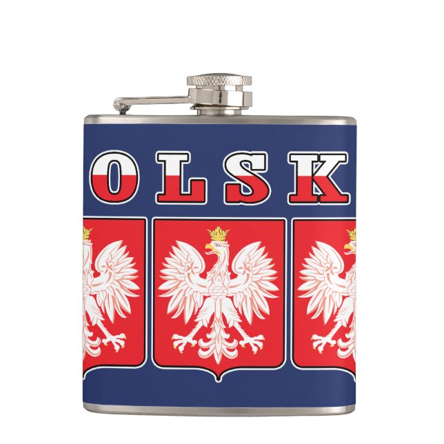 Polska Eagle Flag Shields Flask (Front)
