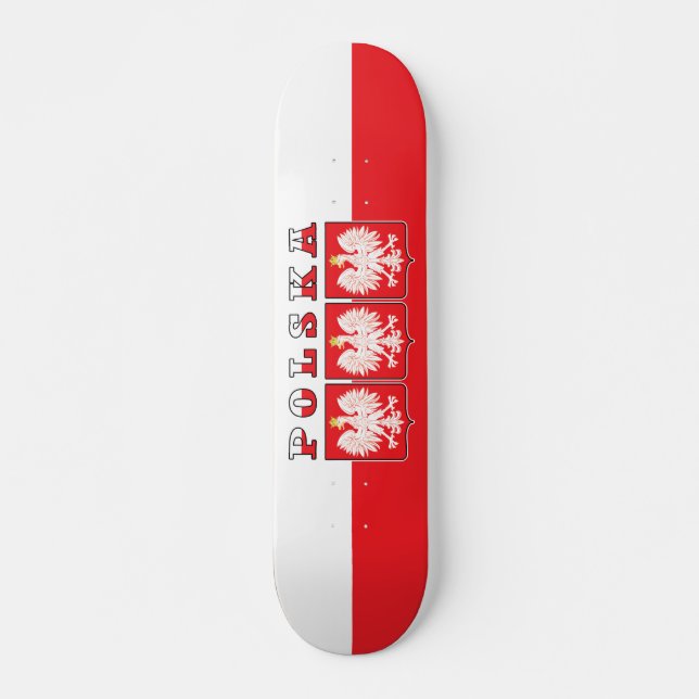 Polska Eagle Flag Shields Skateboard (Front)