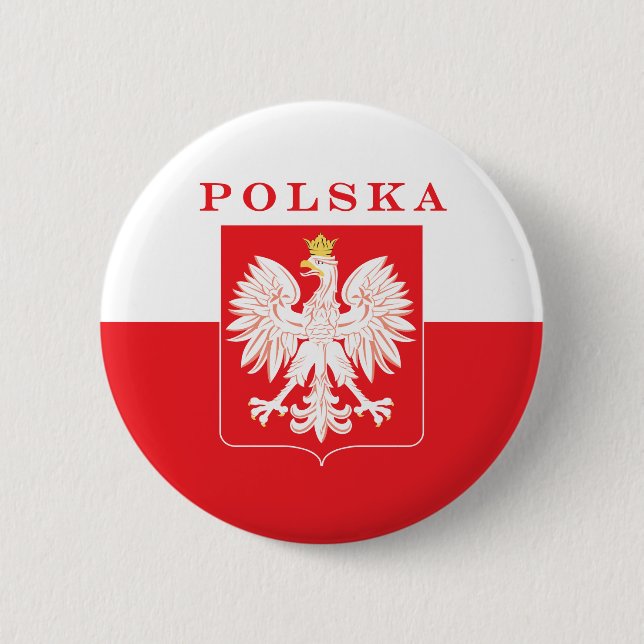 Polska Eagle Red Shield Button (Front)