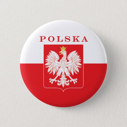 Polska Eagle Red Shield Button