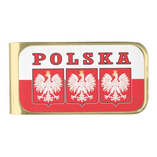 Polska Eagle Shields Gold Finish Money Clip