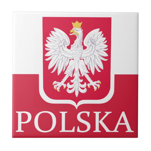 Polska Flag Coat of Arms Tile Coaster (Front)