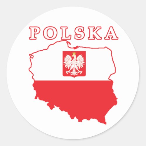 Polska Map With Eagle Classic Round Sticker