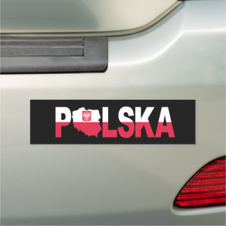 Polska Poland Flag Map Lettering Car Magnet