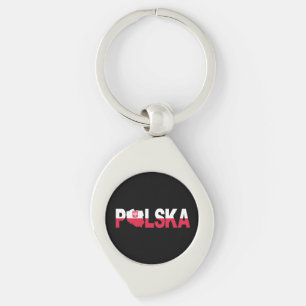 Polska Poland Flag Map Lettering Keychain