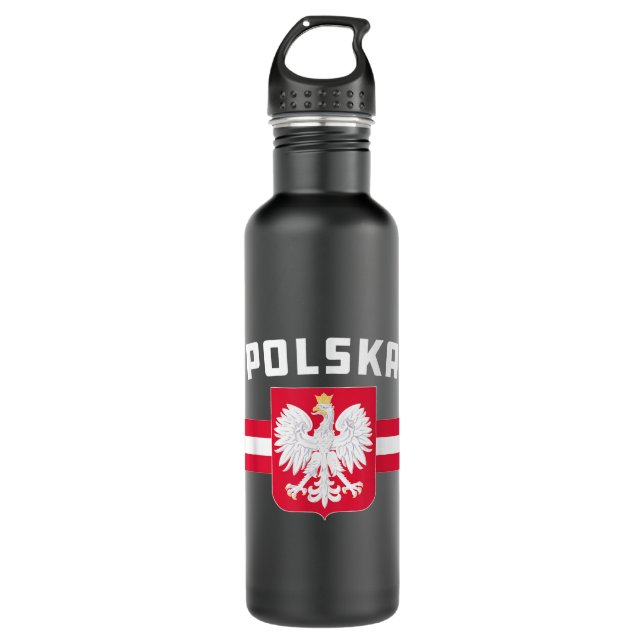 Polska Poland Flag Polish White Eagle  Stainless Steel Water Bottle (Front)