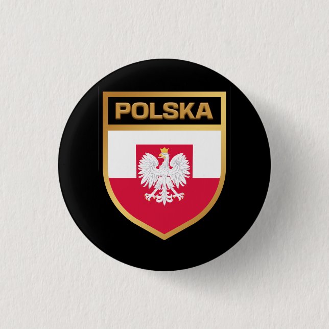 Polska / Poland Flag Shield & Emblem Button (Front)