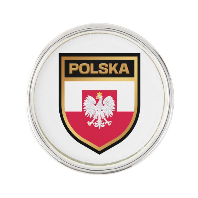 Polska / Poland Flag Shield & Emblem Lapel Pin (Front)