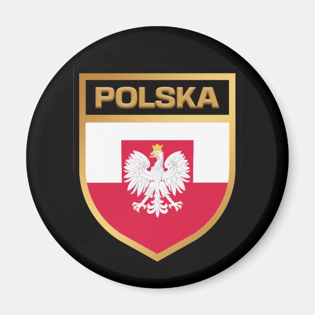 Polska / Poland Flag Shield & Emblem Magnet (Front)