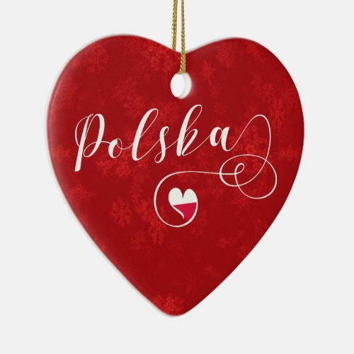 Polska Poland Heart Christmas Tree Ornament