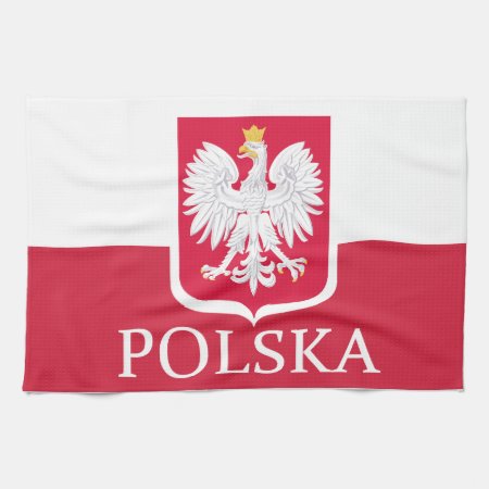 Polska Polish Flag Coat Of Arms Mojo Kitchen Towel