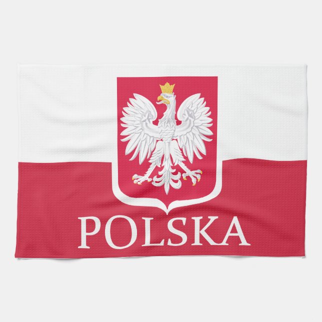 Polska Polish Flag Coat of Arms MoJo Kitchen Towel (Horizontal)