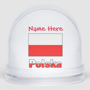 Polska Polish Flag Red Personalized Snow Globe